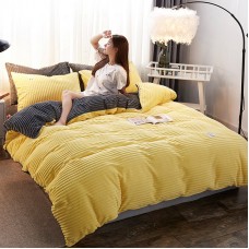 4Pcs Thicken Double-sided Corduroy Winter Bedding Set Home Soft Bedding Full Queen King Size