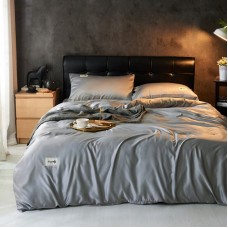 EU Size 3/4Pcs Solid Washed Silk Satin Bedding Set Soft Breathable Duvet Cover Sheet Pillowcase