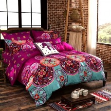 4Pcs Oriental Mandala Polyester Twin Full Queen Size Bedding Pillowcases Quilt Duvet Cover Set