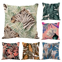Cross-Border Linen Pillowcase Ins Tropical Plants Home Decoration Supplies Nordic Green Plants Custom Cushion Cover
