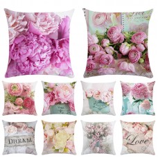 Flower Bouquet 45*45cm Cushion Cover Linen Throw Pillow Car Home Decoration Decorative Pillowcase