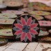 100 Pcs Colorful Wooden Sewing Buttons 2 Holes Washable Flower Pattern Buttons