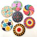 100pcs 25mm Vintage Flower Painted Wooden Buttons Two Eyes Decoration Sewing Buttons DIY Materials