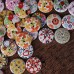 100 Pcs 25mm Decoration Sewing Buttons 2 Holes Mixed Printing Round Pattern Wood Buttons
