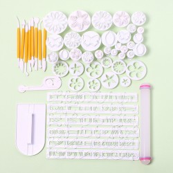 55 Pcs/set Fondant Cutter Cookie Cake Plunger Plastic Mold Craft DIY 3D Sugarcraft Kitchen Accessories Fondant Cake Decorating Tools