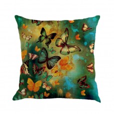 Romantic Beautiful Pillow Cover Butterflies Cotton Linen Cushion Cover