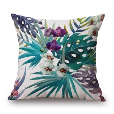 Decorative Throw Pillow Case Fashion Cotton Linen Tropical Plant Flowers Grass Cushion Cover