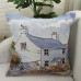 Vintage Mediterranean Style Beach Daisy Pattern Linen Cotton Cushion Cover Home Sofa Pillowcases