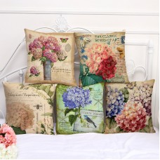 Retro Style Flower Cushion Cover Linen Sofa Decoration Pillowcase