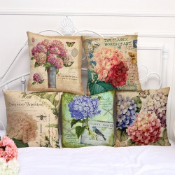 Retro Style Flower Cushion Cover Linen Sofa Decoration Pillowcase