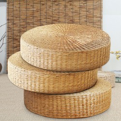 40cm Round Pouf Tatami Natural Straw Meditation Mat Cushion Floor Yoga Zafu Wicker Mat