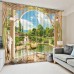 Landscrape 3D Printed Window Curtain 2 Panel Blackout Blinds Thermal Insulated