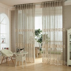 2pcs Fiber Lace Hollow Out Tulle Sheer Curtains Window Screening Bedroom Living Room Home Decor