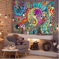 Colorful Abstract Sun God Taiji Diagram Tapestries Beach Towel Yoga Towel Living Room Art Decor